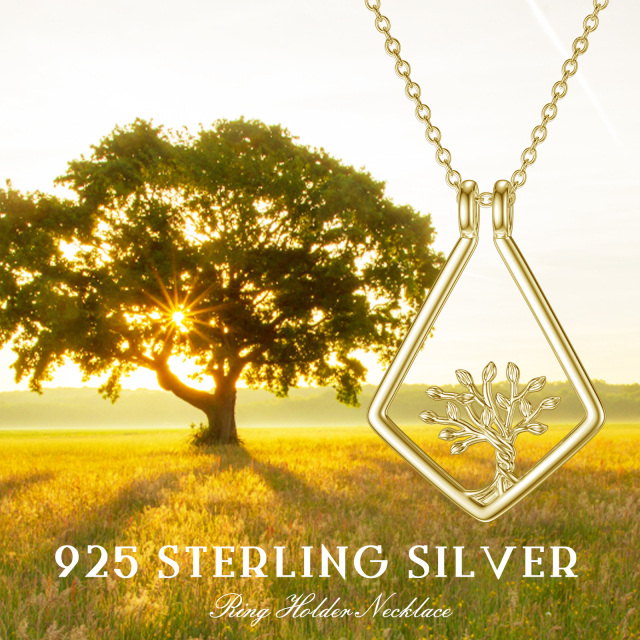 Colar com pingente de árvore da vida em dois tons de prata esterlina-4