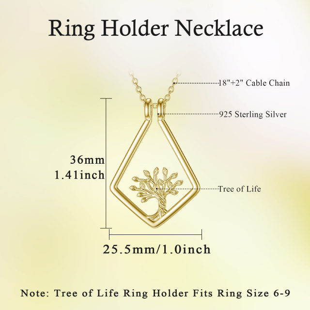 Collier pendentif arbre de vie bicolore en argent sterling-2