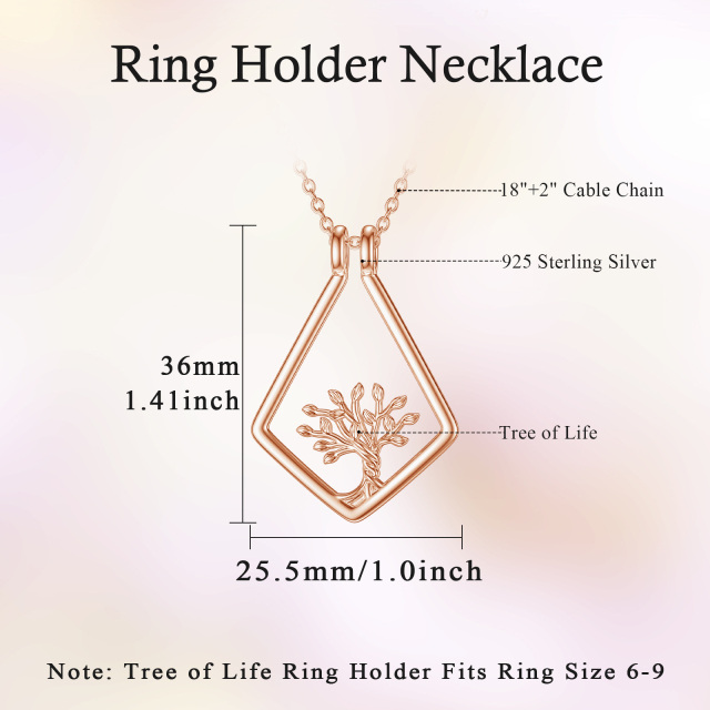 Sterling Silver Two-tone Tree Of Life & Ring Holder Pendant Necklace-2