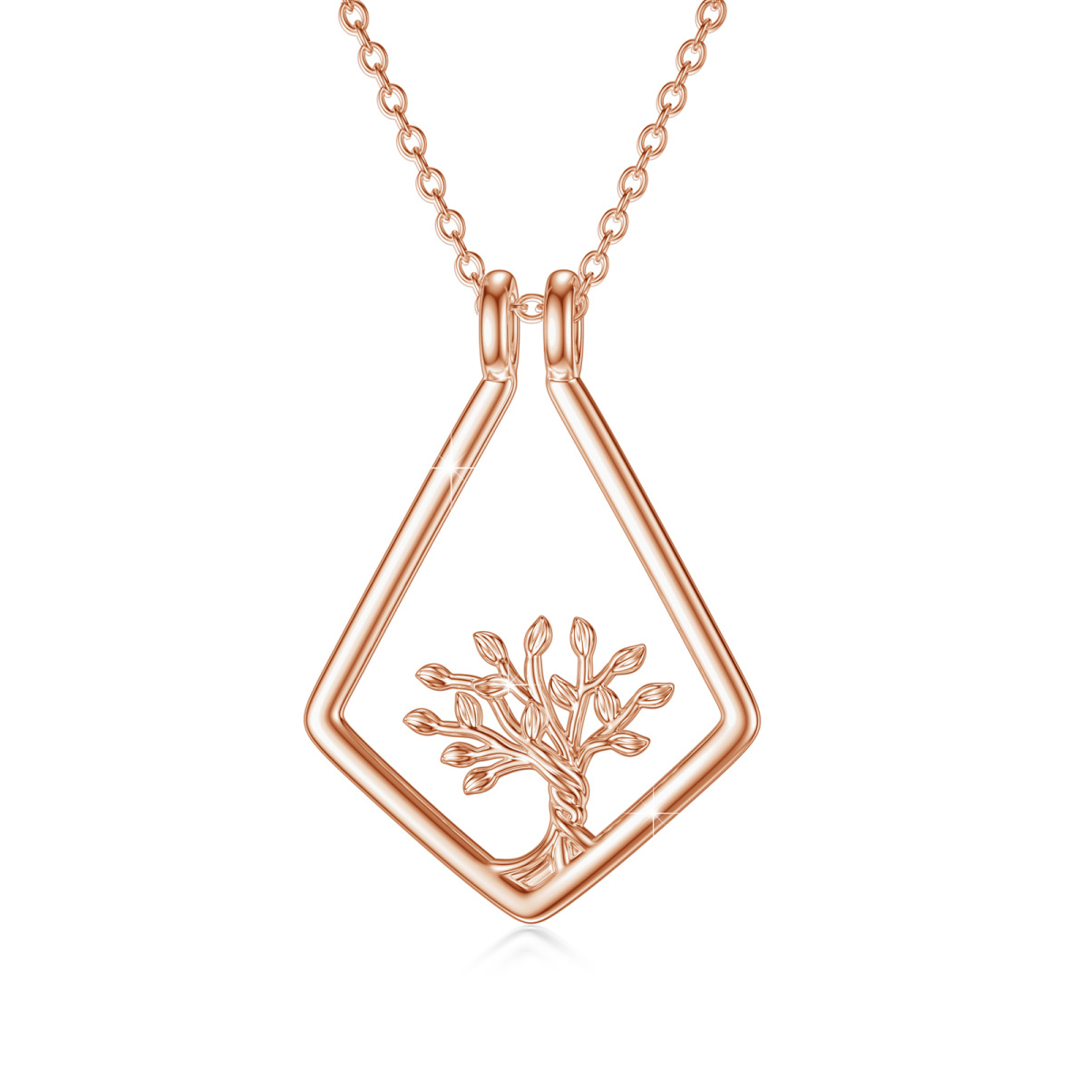 Collier avec pendentif porte-bague arbre de vie bicolore en argent sterling-1