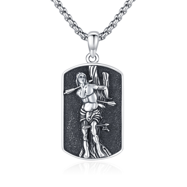 Collier pendentif Saint-Sébastien en argent sterling-0