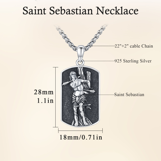 Sterling Silver with Black Rhodium Color San Sebastian Pendant Necklace-7