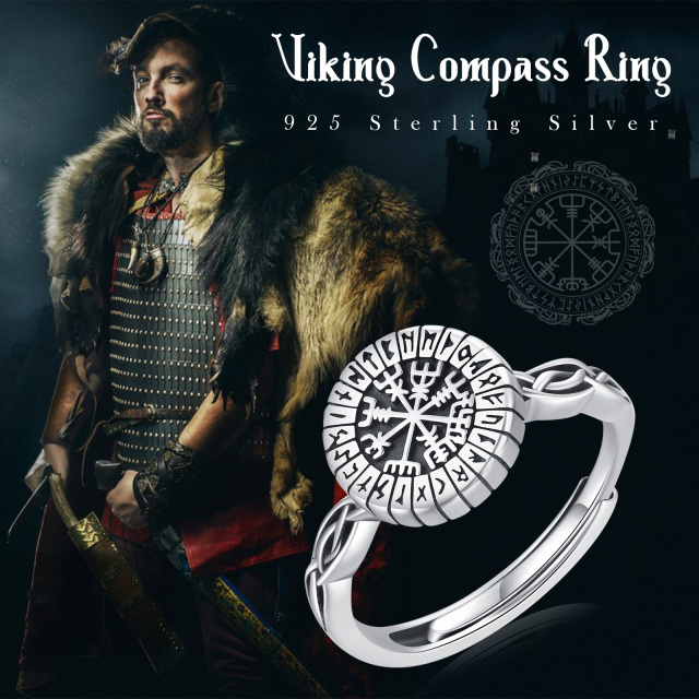 Anel giratório de prata esterlina Viking Rune Spinner-4