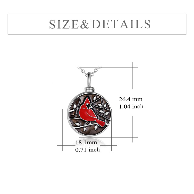 Sterling Silver Cardinal Urn Necklace for Ashes with Engraved Word-5