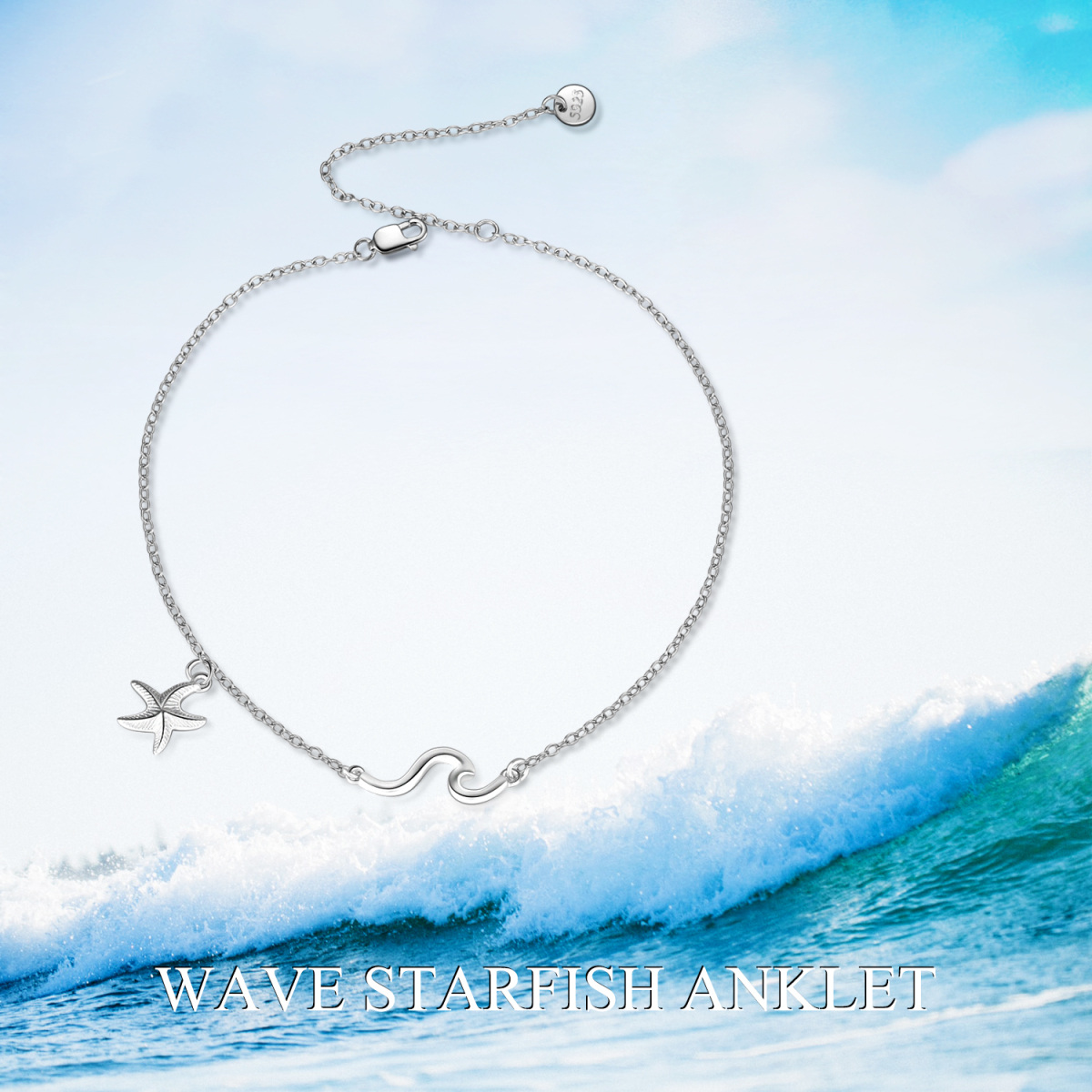 Sterling Silver Starfish Single Layer Anklet-5