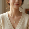 wholesale 925 Sterling Silver Exquisite White Jade Ping An Kou Necklaces Wholesale with Emerald and Zircon Accents - JewelryODM-0-1