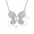 wholesale 925 Sterling Silver Elegant Butterfly Pearl and Zircon Pavé Sterling Silver Necklaces Wholesale - JewelryODM-0-3