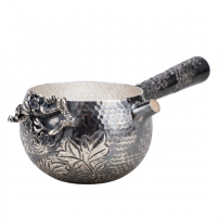 wholesale 999 Pure Silver Handmade Hammered Plum Blossom Side Handle Teapot-undefined