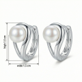 wholesale 925 Sterling Silver Elegant Silver Swirl Pearl Huggie Hoop Earrings Wholesale - JewelryODM-0-3