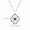 wholesale 925 Sterling Silver Elegant Mother-of-Pearl Quatrefoil Necklaces Wholesale with Emerald and Zircon Accents - JewelryODM-0-3