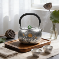 wholesale Pure 999 Fine Silver Elegant  Teapot with Gold Lotus Design-Fine large teapot - Handicraft-0-1