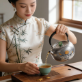 wholesale Pure 999 Fine Silver Elegant  Teapot with Gold Lotus Design-Fine large teapot - Handicraft-0-2