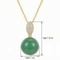 wholesale 925 Sterling Silver Elegant Green Jadeite Sphere Pendant Necklaces Wholesale with Brilliant Zircon Accents - JewelryODM-0-3
