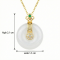 wholesale 925 Sterling Silver Exquisite White Jade Ping An Kou Necklaces Wholesale with Emerald and Zircon Accents - JewelryODM-0-3
