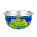 wholesale Pure 999 Handcrafted Ceramic Bowls with Purple, Blue, Green, and Yellow Floral Motif - Handicraft-0-0