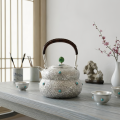 wholesale Pure 999 Elegant  Teapot with Turquoise Accents and Braided Handle - Handicraft-0-1