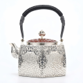 wholesale Pure 999 Fine Silver Antique  Teapot with Intricate Dragon Motif and Red Enamel Lid-Fine large teapot - Handicraft-0-0