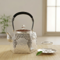 wholesale Pure 999 Fine Silver Antique  Teapot with Intricate Dragon Motif and Red Enamel Lid-Fine large teapot - Handicraft-0-2