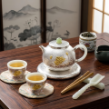 wholesale Pure 999 Fine Silver Artisanal Silver Teapot with Gilded Lotus Relief and Fine Jade Accents - Handicraft-0-1