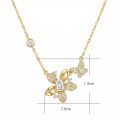 wholesale 925 Sterling Silver Exquisite Zircon Flower and Butterfly Pendant Necklaces Wholesale with Emerald-Cut Centerpiece and Bezel-Set Accents - JewelryODM-0-3