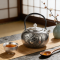 wholesale Pure 999 Fine Silver Artisanal Silver Hammered Teapot Featuring Elegant Lotus and Dragonfly Engravings - Handicraft-0-1
