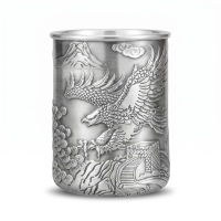 wholesale Pure 999 Artisan Crafted Silver Tea Cup with Majestic Eagle and Great Wall Relief Design - Handicraft-undefined
