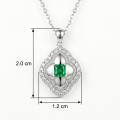 wholesale 925 Sterling Silver Vintage-Inspired Emerald and Silver Quatrefoil Halo Pendant Necklace Wholesale - JewelryODM-0-3