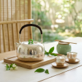 wholesale Pure 999 Exquisite Hand-Hammered Fine Silver Teapot Featuring a Green Jade Finial and Woven Handle - Handicraft-0-2