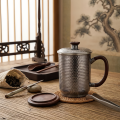 wholesale Pure 999 Fine Silver Hammered Sterling Silver Mug with Solid Wood Handle and Matching Lid - Handicraft-0-1