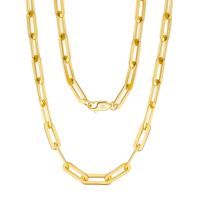wholesale 925 Sterling Silver Italian Craftsmanship Gold-Plated Sterling  Paperclip Chain Necklace-undefined
