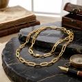 wholesale 925 Sterling Silver Italian Craftsmanship Gold-Plated Sterling  Paperclip Chain Necklace-0-3