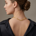 wholesale 925 Sterling Silver Italian Craftsmanship Gold-Plated Sterling  Paperclip Chain Necklace-0-1