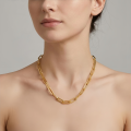 wholesale 925 Sterling Silver Italian Sterling  Gold-Plated Paperclip Chain Necklace-0-1