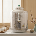 wholesale Pure 999 Handcrafted  Water Dispenser with Ornate Floral Patterns and Goldfish Motifs-Premium Water Tank - Handicraft-0-2