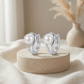 wholesale 925 Sterling Silver Elegant Silver Swirl Pearl Huggie Hoop Earrings Wholesale - JewelryODM-0-2