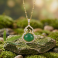 wholesale 925 Sterling Silver Elegant Jadeite Gourd Necklaces Wholesale with Zircon Accents and Auspicious Coin Motifs - JewelryODM-0-2