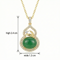 wholesale 925 Sterling Silver Elegant Jadeite Gourd Necklaces Wholesale with Zircon Accents and Auspicious Coin Motifs - JewelryODM-0-3