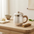 wholesale Pure 999 Handcrafted Textured Silver Tea Mug with Wicker-Wrapped Handle and Bamboo Scoop - Handicraft-0-1