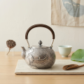 wholesale Pure 999 Elegant  Teapot with Woven Handle and Nature Motifs-Fine large teapot - Handicraft-0-3