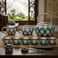 wholesale Pure 999 Vintage Cloisonné Tea Set with Floral Motif and Handwoven Handles - Handicraft-0-1