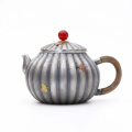 wholesale Pure 999 Fine Silver Elegant  Teapot with Wooden Handle and Gold Accents-exquisite handmade teapot - Handicraft-0-0