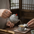 wholesale Pure 999 Fine Silver Elegant  Teapot with Wooden Handle and Gold Accents-exquisite handmade teapot - Handicraft-0-1