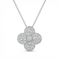wholesale 925 Sterling Silver Sparkling Zircon-Accented Floral Swirl Pendant Necklaces Wholesale in Polished Sterling Silver - JewelryODM-0-0