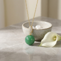 wholesale 925 Sterling Silver Elegant Green Jadeite Sphere Pendant Necklaces Wholesale with Brilliant Zircon Accents - JewelryODM-0-2