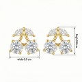 wholesale 925 Sterling Silver Sparkling Cubic Zirconia Cherry Stud Earrings Wholesale with Marquise Leaf Accents - JewelryODM-0-2