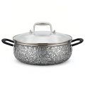 wholesale Pure 999 Fine Silver Elegant Stainless Steel Floral Engraved Pot with Glass Lid-Premium Hot Pot - Handicraft-0-0