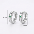 wholesale 925 Sterling Silver Elegant Silver Green Emerald and Cubic Zirconia Huggie Hoop Earrings Wholesale - JewelryODM-0-2