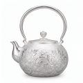 wholesale Pure 999 Exquisite Handcrafted Sterling Silver Teapot Featuring Intricate Floral Artistry and Arched Handle - Handicraft-0-0