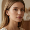 wholesale 925 Sterling Silver Radiant Textured Huggie Earrings Wholesale with Sleek Polished Borders - JewelryODM-0-1