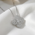 wholesale 925 Sterling Silver Sparkling Zircon-Accented Floral Swirl Pendant Necklaces Wholesale in Polished Sterling Silver - JewelryODM-0-2